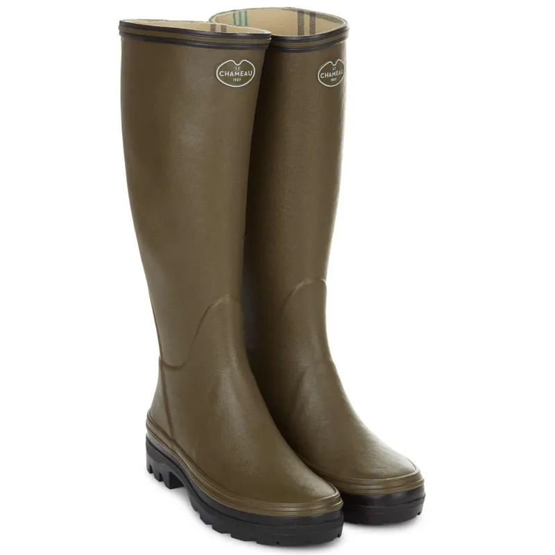 Le Chameau Ladies Giverny Jersey Lined Wellington Boot Vert Chameau